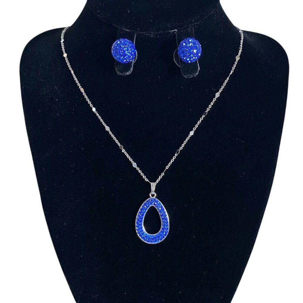 Fifth Avenue Cobalt Blue Pave Swarovski Crystal Necklace & Earrings